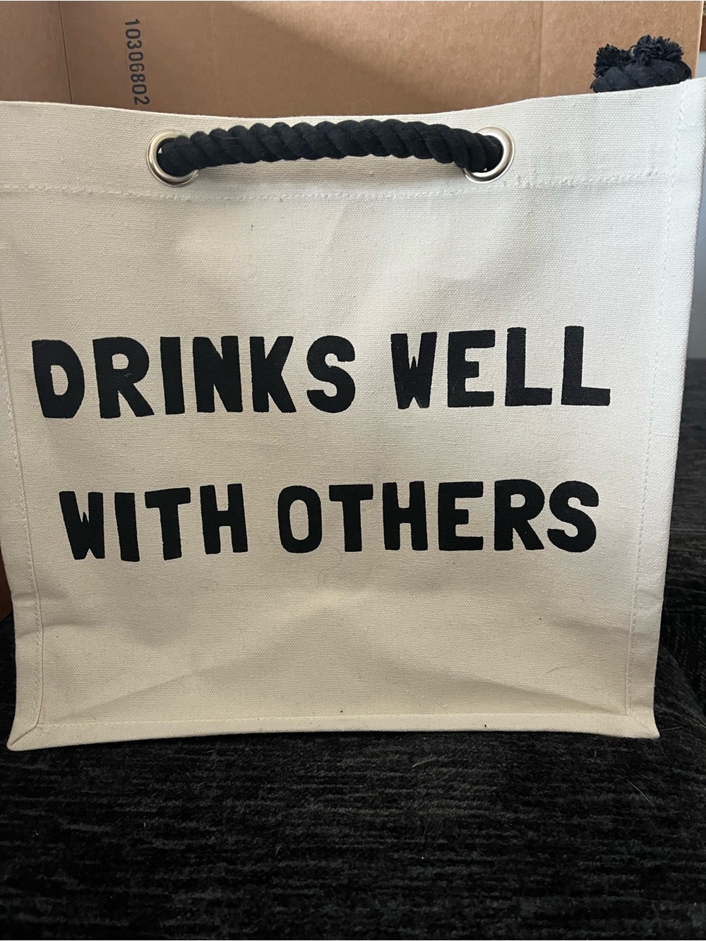 Canvas Tote Bag with 'DRINKS WELL WITH OTHERS'